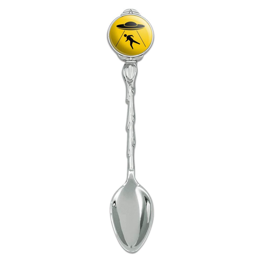 Alien Abduction Hazard Warning Sign Novelty Collectible Demitasse Tea Coffee Spoon