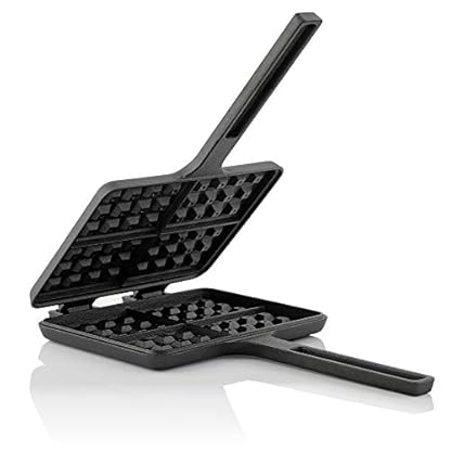 BBQ-Toro Waffeleisen | Sandwicheisen mit 2 Stielen, 19 x 15 cm | Waffle + Pie Iron | rechteckige Doppelform aus Gusseisen, bereits eingebrannt | Waffelmaker, Waffeleisen aus Gusseisen, Sandwichmaker