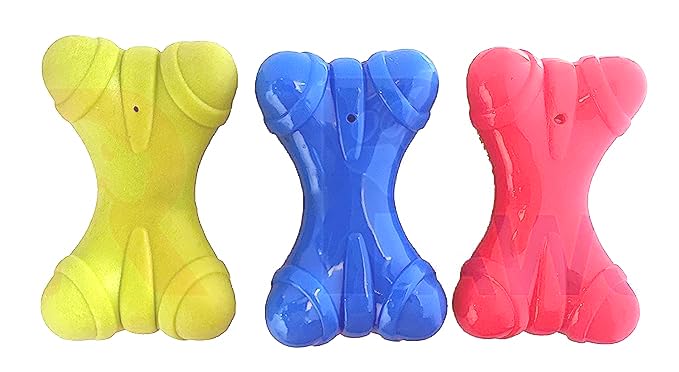 Woofy Natural Latex Rubber Bone Shape Squeaky Sound Interactive Chew Toy Ideal for Playing and Chewing Dogs and Puppies (Multicolor, Pack of 1) (B0C7GL62FM) Amazon Price History, Amazon Price Tracker