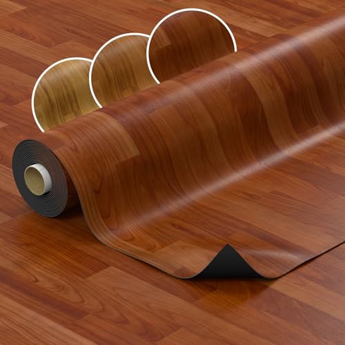 Pavimento in vinile in PVC, al metro, effetto legno, per cucina, soggiorno, bagno, antiscivolo, 140 cm di larghezza, wengé, 150 x 140 cm