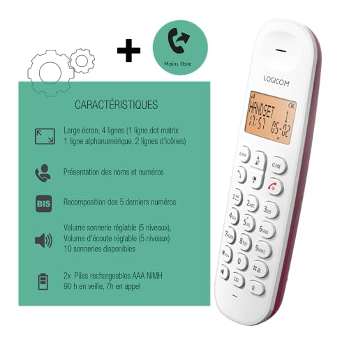 Logicom Iloa 150 Telefono Fisso Wireless Senza Risponditore - Solo - Telefoni Analogici E Dect - Lampone - 2