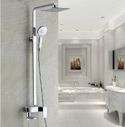 Douche carrée pluie 20,3 cm Gowe robinet de baignoire mitigeur mural complet
