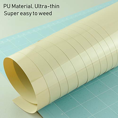 Kisswill Pu Htv Heat Transfer Vinyl Bundle Sheets - 10 Pack 12" X 10" Pu Iron On Vinyl For T-Shirts (Creamy White) #TOP3