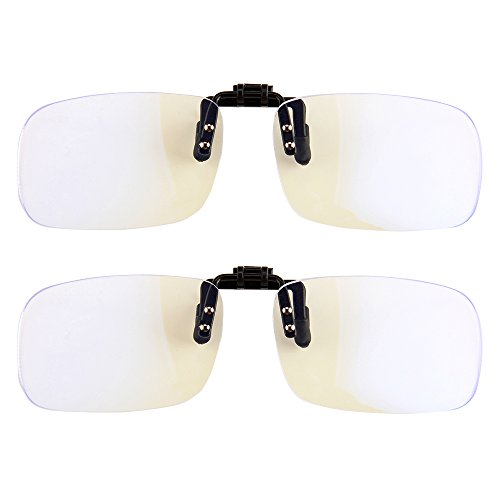 Gudzws Clip On Blue Light Filter Blocking Glasses Computer Gamer Digital Eye Strain Relief Anti-glare,Attach To Reading or Myopia Glasses Protect Eyesight Health Unisex