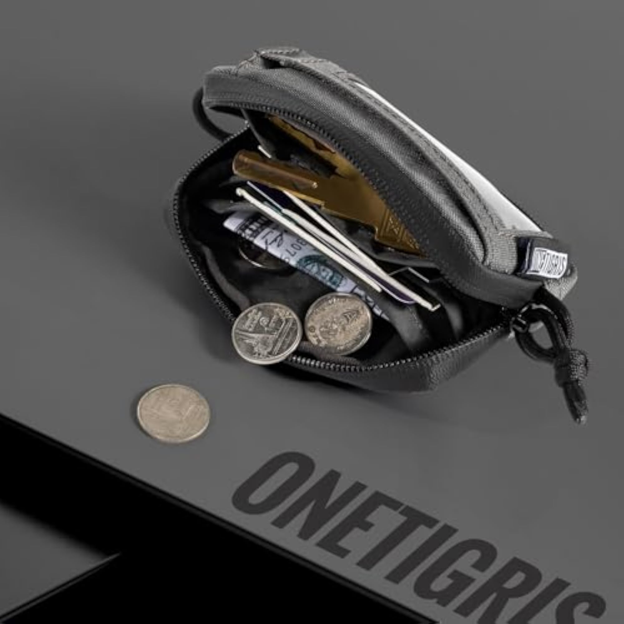 Front Pocket Wallet with Zippers, Tactical Nylon