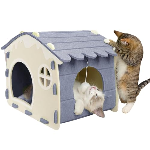 Cat Cave - Foldable Covered Bed, Winter Pet House Shelter,