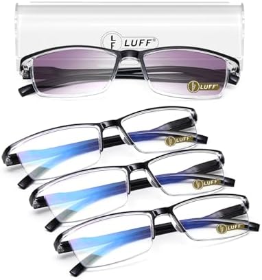 LUFF 4PCS Anti-blue Light Reading Glasses Men Sun Readers UV400 Spring Hinges