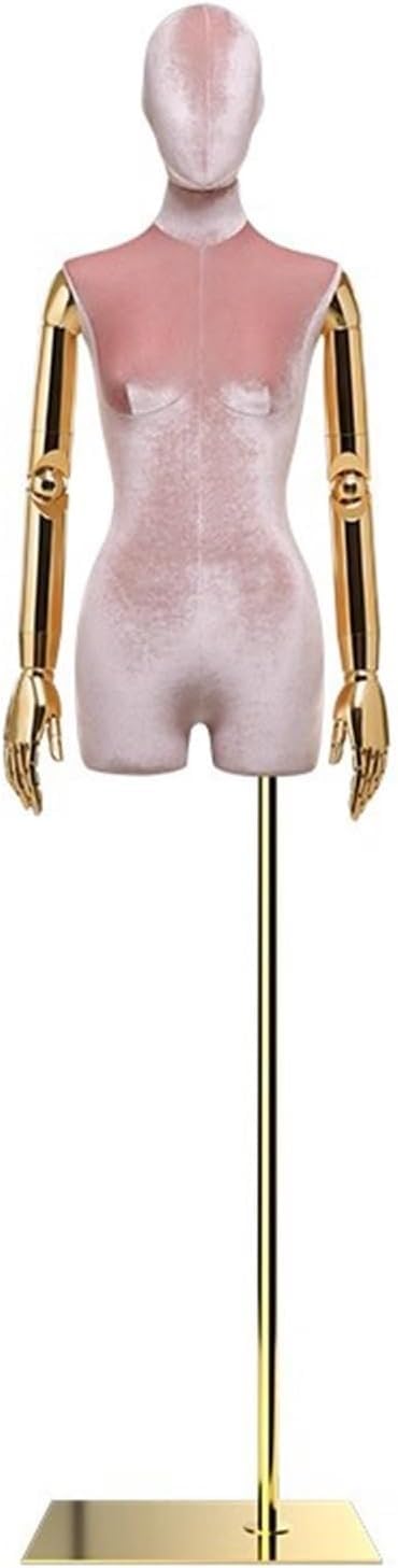 CONGRUI Velvet Torso for Human Retail Mannequins Detachable and Rotatable Arm Suitable Clothing Stores Boutique(Pink)