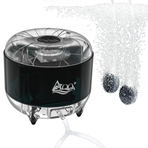 Image of AQQA Fish Tank Air Pump,8W /12W Powerful Adjustable Aquarium Air Pumps,Ultra-Silent Oxygen Bubble Pump,for Freshwater and Saltwater,with 2 Air Stone,Air Hose,2 Check Valves (12W)
