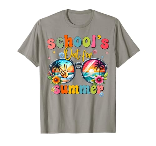 Retro Groovy School's Out For Summer Graduation Teacher Kids T-Shirt