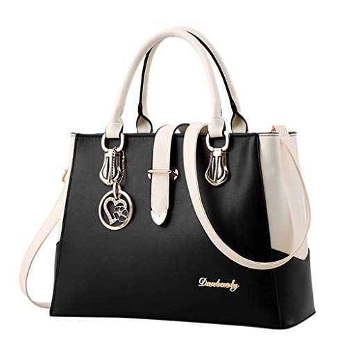 TIANMI Women'S Colorblock Fashion Messenger Bag Casual Simple Shoulder Bag Zip Leather Tote