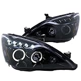 Spec-D Tuning Halo Projector Headlights Glossy Black Housing Smoke Lens Compatible with Honda Accord...