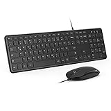 KABELGEBUNDENE TASTATUR UND MAUS - Plug & Play, einfache und schnelle Installation, ohne Treiber. Schließen das Kabel einfach an den USB Schnittstelle des Computers ein. Gewährleistet eine starke und zuverlässige Verbindung, keine Verzögerung
