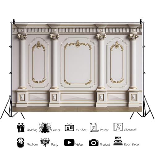 Fondo Fotográfico Vinilo 10x8ft Estilo Palacio Antiguo Blanco miniatura 6