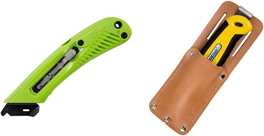 Pacific Handy Cutter S5R Safety Cutter + Leather Holster Utility Knife Bundle