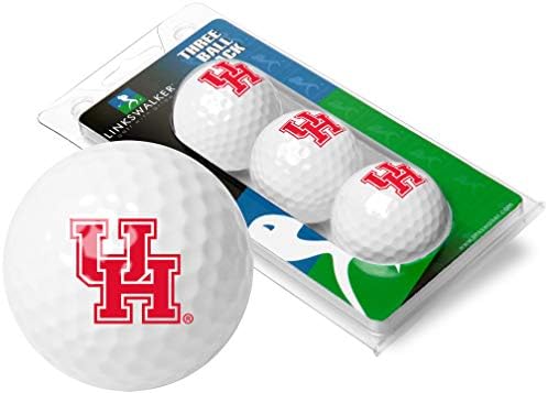 LinksWalker Houston Cougars 3 Golf Ball Gift Pack Regulation Size 2-Piece Golf Balls Team Logo