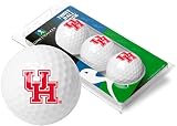 LinksWalker Houston Cougars 3 Golf Ball Gift Pack Regulation Size 2-Piece Golf Balls Team Logo