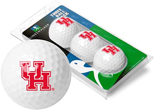 Linkswalker Houston Cougars 3 Golf Ball Gift Pack Regulation Size 2-Piece Golf Balls Team Logo #TOP2