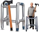 GTJEOI Aufblasbarer Gehstock und Aufblasbare Gehhilfe Set, Aufblasbare Gehhilfe, Aufblasbarer Rollator für Karneval Fasching Oder Rente Cosplay, Lustiges Geschenk für Geburtstagsstreiche