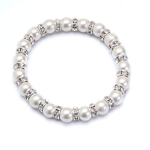 White And Crystal Magnetic Hematite Stretch Wellness Bracelet (Size 7) #TOP14