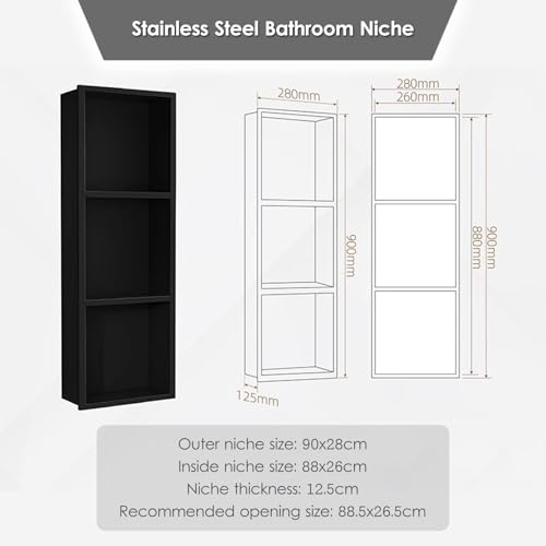 Niche de douche en acier inoxydable noir mat au design architectural - 7