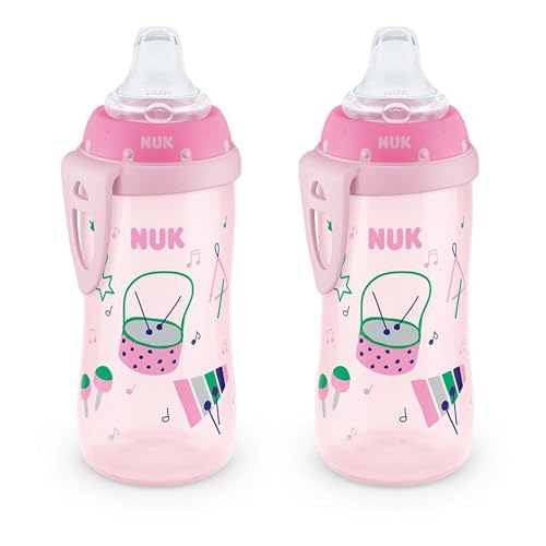 NUK Active Spill Proof Sippy Cup, 10 oz, 2 Pack, 8+ Months, Pink – BPA Free, Spill Proof Sippy Cup