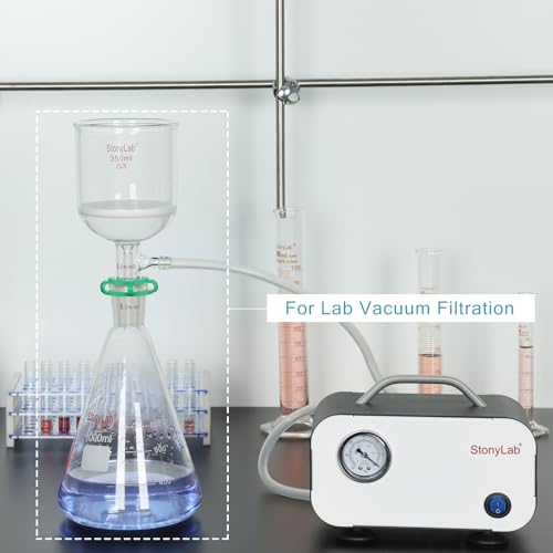 stonylab Buchner Trichter & Flasche Set, 350 ml Trichter aus Glas mit 1L Erlenmeyerkolben und Silikon Schläuche für den Einsatz im Labor