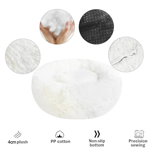 DOTBUY-SHOP Hundebet Rundes Katzenbett, Hundekissen Grosse Hunde Donut Kissen, Plüsch-Hundekorb Hundebett Waschbar, für Welpe, Katzen, Kätzchen, Haustiere (100CM,Ingwer)