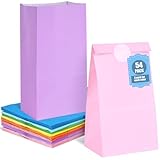 VGOODALL 54 Pack Party Favor Bags, 9 Colors Paper Bags Bulk for Birthdays Baby Showers Weddings Crafts, 8.7' x 4.7' x 3.1' Solid Color Goodie Packaging Supplies