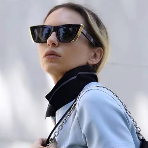 FEISEDY Retro Sunglasses for Women Men Vintage Cat Eye Fashion Metal Square 70s Frame Classic UV Protection Sun Glasses B29664