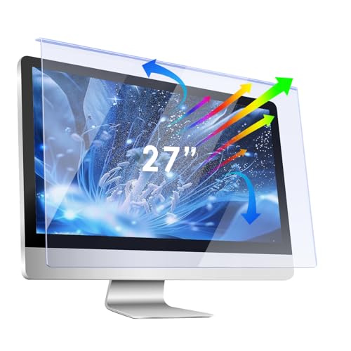 Qoosea 27 Pulgadas Protector de Pantalla Bloqueador de Luz Azul para Monitores de Ordenador Ajuste Universal 612.6x356 mm Anti-Resplandor Protección UV para Trabajo Prolongado y...