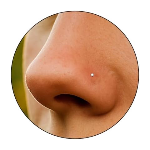 1mm Silver Nose Stud – Ultra Tiny 24 Gauge L Shape Nose Pin with Small Ball – Dainty Micro Nose Jewelry for Women & Men Cover