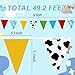 MARFOREVER 49.2Ft Cartoon Story Pennant Banner Party Decorations, 60Pcs Toy Themed Story Triangle Bunting Red Blue Yellow Cow Cloud Print Flag Banner for Kid Birthday Baby Shower Party Garden Supplies