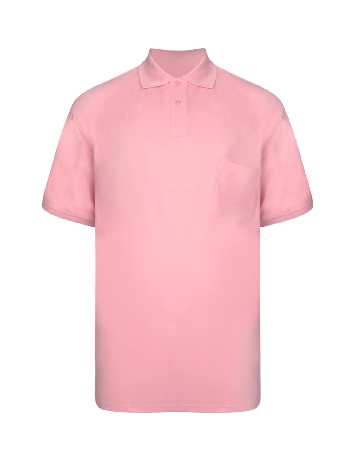 Kam Men's Pink Big And Tall 'Eton' Plain Polo T Shirt With Chest Pocket Cotton Rich Top Large Size Fit Jeanbase 5XL