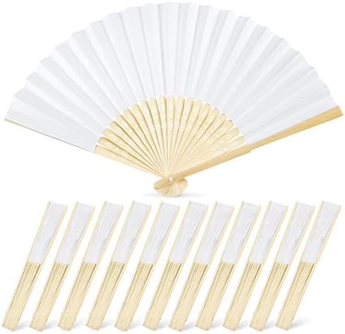 JOHOUSE Foldable Bamboo Fans, 12PCS Eastern Style Handheld Fan Japanese Chinese Fan for DIY Decoration Wedding Dancing Party Summer
