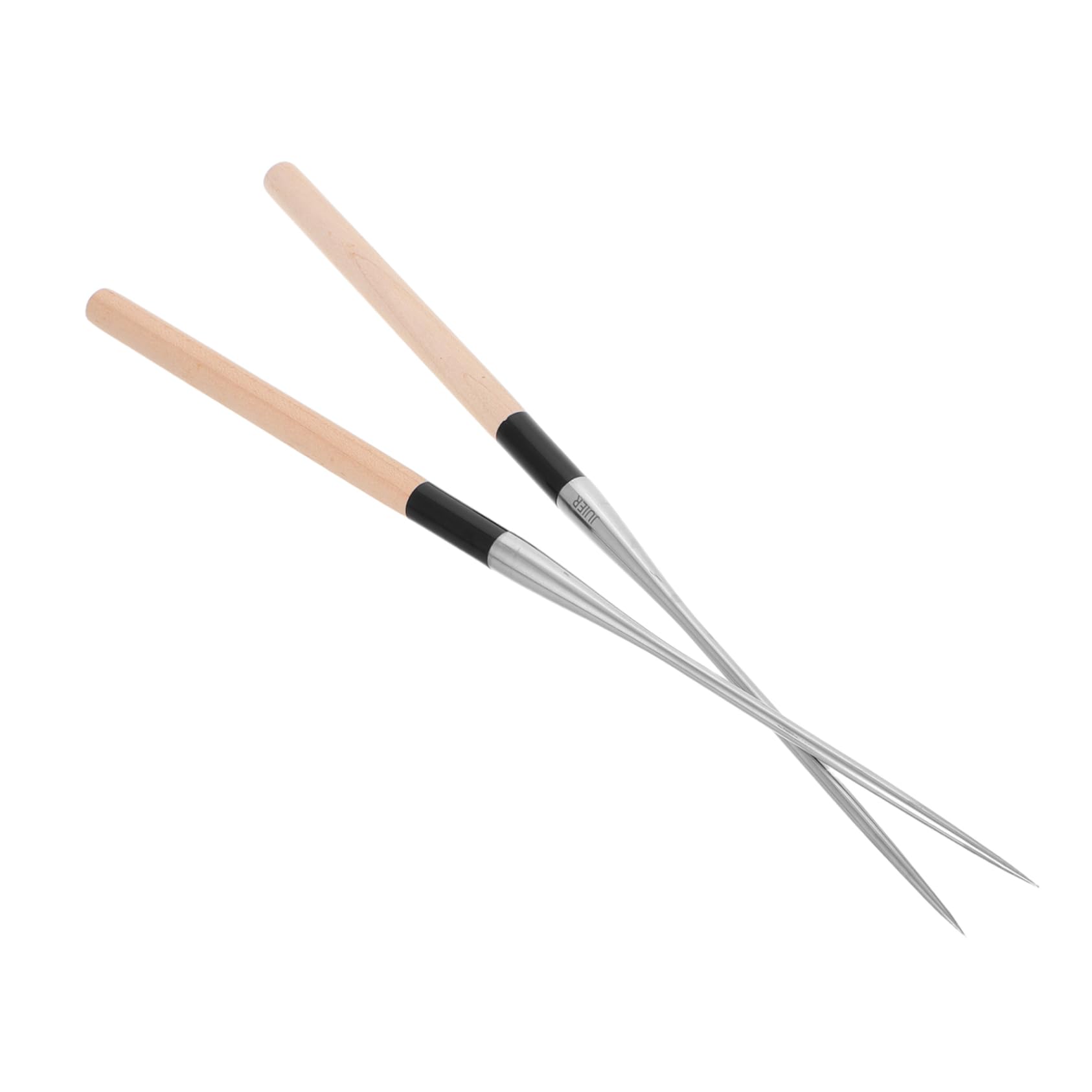 HEALLILY Palillos Japoneses de Acero Inoxidable y Madera, Punta Puntiaguda, Largos para Cocinar y Evitar Quemaduras, Paquete de 2 para Restaurante Japonés y Cocina
