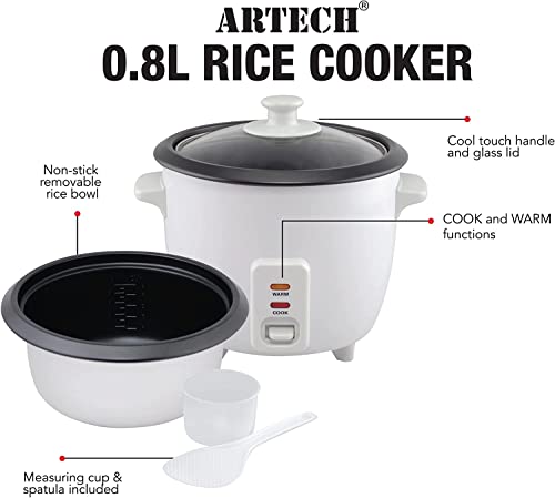 Trendi® Electric Rice Cooker Non-Stick Removable Bowl, Cooks 4 cups, Measuring Cup and Spatula, Keep Warm Function, 350W (0.8L) - Image 3