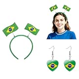 DragonHue 2026 World Cup Patriotic Headband & Earrings Set, Unisex Design, Game Day Accessories for Women, Brazil Flag Decorations, Ideal for Sports Events, National Holidays & Festivals (Brazil)