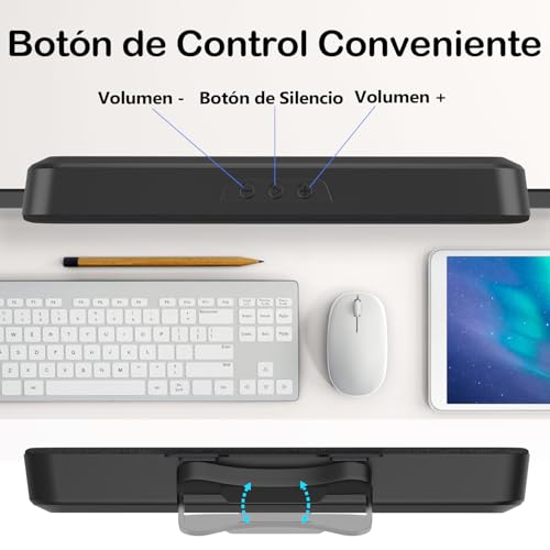 ZETIY Monitor de Altavoz para PC, USB Altavoces con Estéreo Envolvente 3D, Mini Barra de Sonido Portátil para Ordenador Portátil, Ordenador de Sobremesa – Plug and Play（Negro） - imagen 2