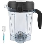 64oz Container Replacement Compatible with Vitamix Low-Profile Blender Pitcher 750 5200 Vm0103 Vm0197 7500 6300, 2L Containers Jar Cup Certified Food-Grade Material & Laser-Cut Blades