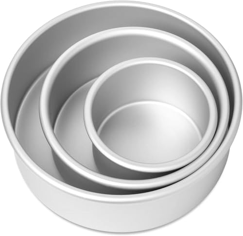 Round Cake Pan/Mould Bakeware Tool (Aluminum) - 4, 5, 6 Inch Diameter by 2 Inch Height (Set of 3 Pieces)