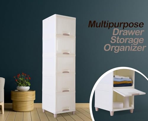 Image of 6 Tier Cupboard for Storage Organizer /Plastic Storage Drawer /Stackable Storage Cabinet /Drawers for Storage Box /Multipurpose Storage Rack /Plastic Wardrobe Organizer (5 Layer)