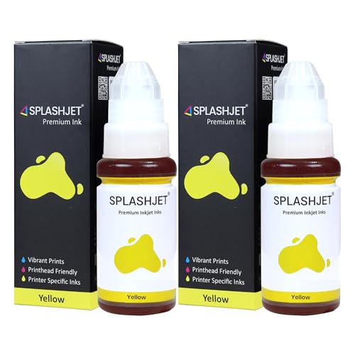 Image of Splashjet 790 Compatible Refill Ink for Canon Pixma G2010, G2000, G1010, G1000, G6070, G5070, GM2070, G3010, G3000 Printer - 790 Ink Bottle for Canon Ink tank Printer (70g x 2 Bottles) Yellow - 501683