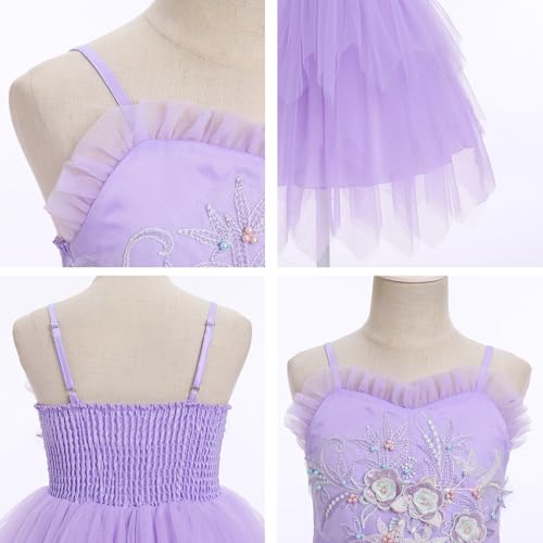 ODASDO Toddler Kids Girls Spaghetti Straps Puffy Tulle Tutu Dresses for Tea Party Birthday Wedding Special Occasion4