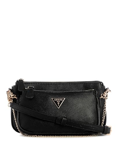 GUESS Damen Noelle Ii Double Pouch Crossbody Umhängetasche, Schwarz