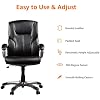 Amazon Basics Executive High Back Office Chair, Adjustable Height, Tilt, Swivel, Padded Seat, Bonded Leather, Wheels, Black/Silver