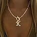 CEEAL Gold Initial Necklaces For Women- Vintage 18K Gold Plated Toggle Letter Necklace Paper Clip Chain Choker Necklace For Women Jewelry Gifts