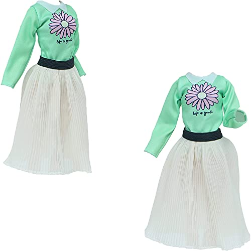 38 Pcs Doll Clothes And Accessories For 11.5 Inch Doll Include 3 Fashion Dress 4 Casual Outfits 1 Jumpsuit And 10 Hangers 10 Shoes 6 Necklaces 4 Glasses For Children #TOP5