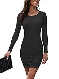 Moyabo Frauen Y2k Bodycon Kleider Lounge Felicia Kleider Elegant Rippenstrick Knielang Herbst Umstandskleid,Schwarz,L