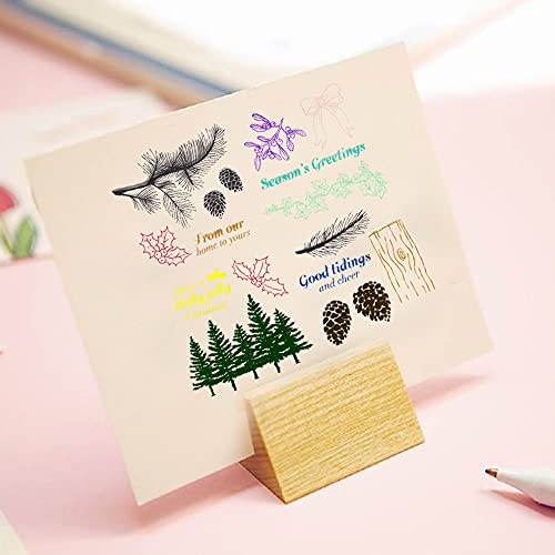 Langfon Pines Trees Leaves Clear Stamps For Card Making Decoration Diy Scrapbooking, Season Greeting Words Silicone Transparent Seal Stamps For Embossing Album Decor Craft. #TOP3